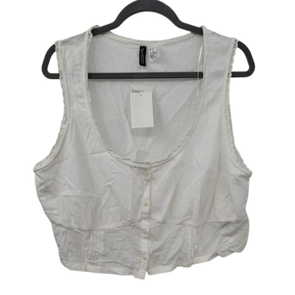New NWT Cottage‎ Core Style Cotton Crop Button Up Size  XL